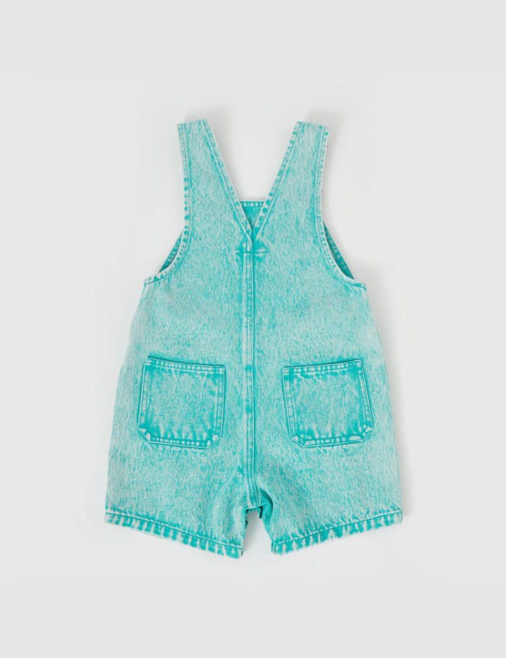 Burton Vintage Washed Denim Overalls Turquoise