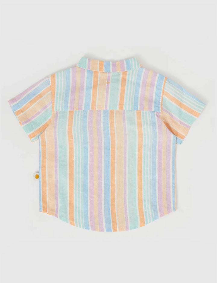 Holiday Linen Shirt Pastel Stripe