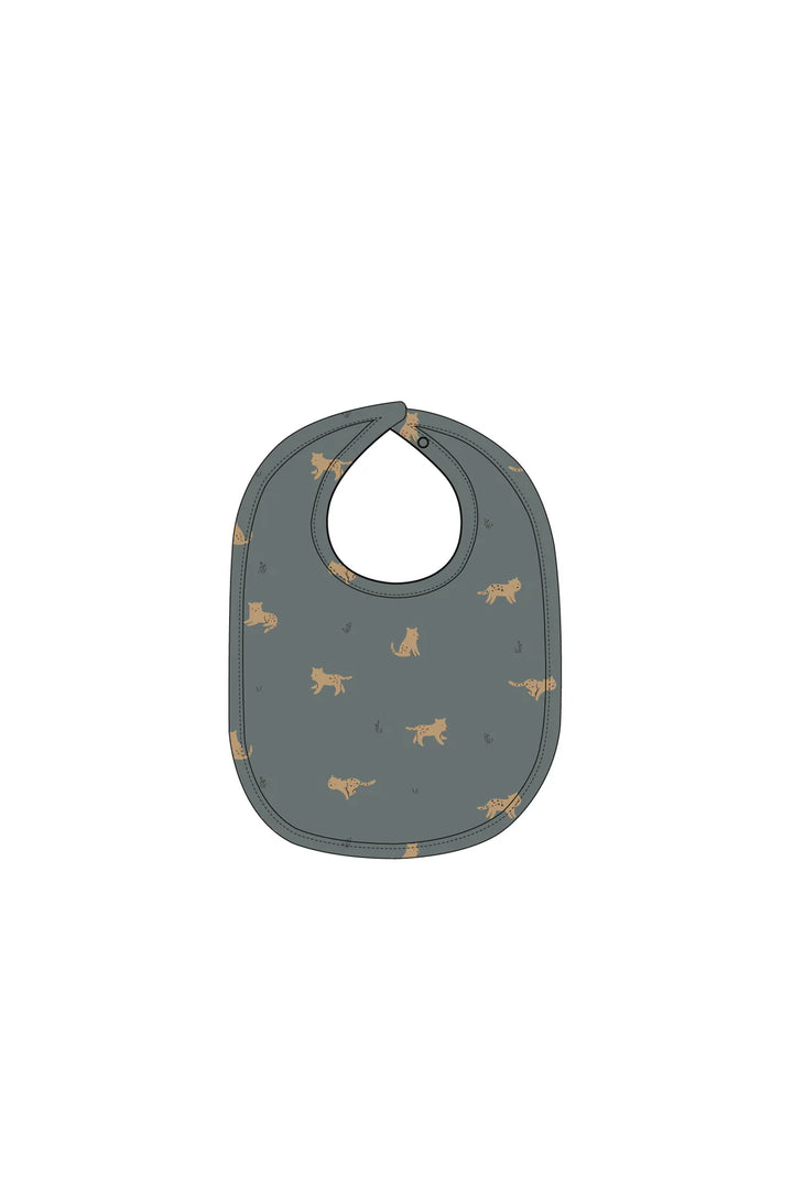 Organic Cotton Bib - Lenny Leopard Smoke - JL & CO. boutique 