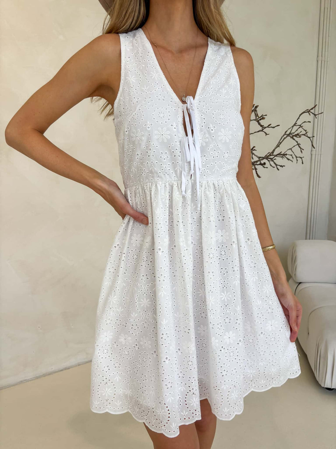 Aysha Dress - White Anglaise