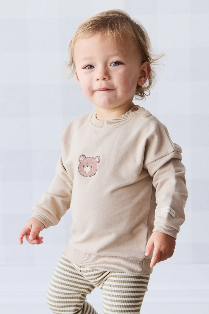 Organic Cotton Damien Sweatshirt - Fawn Bear - JL & CO. boutique 