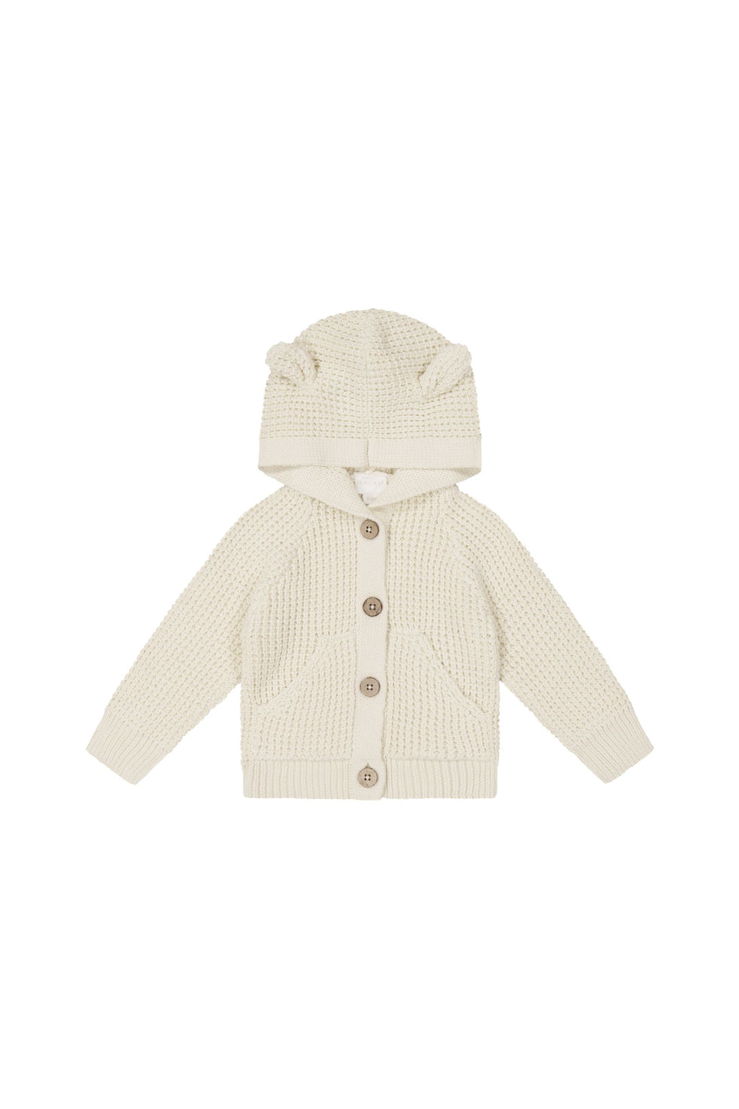 connor knitted bear cardigan - oat - JL & CO. boutique 