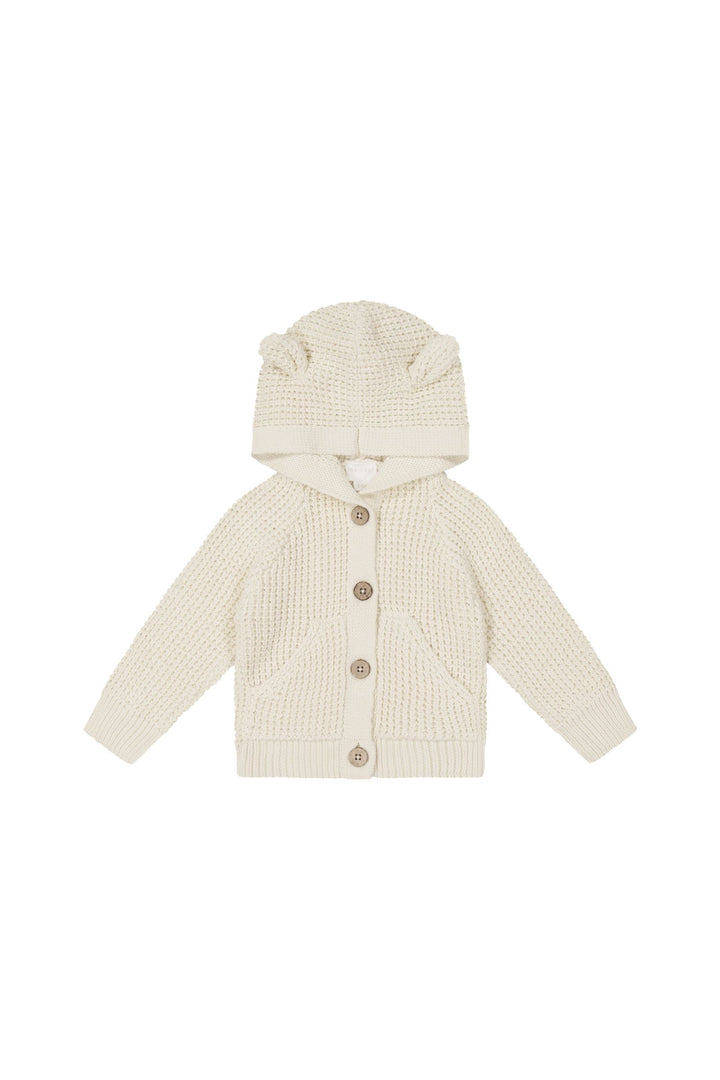 connor knitted bear cardigan - oat - JL & CO. boutique 
