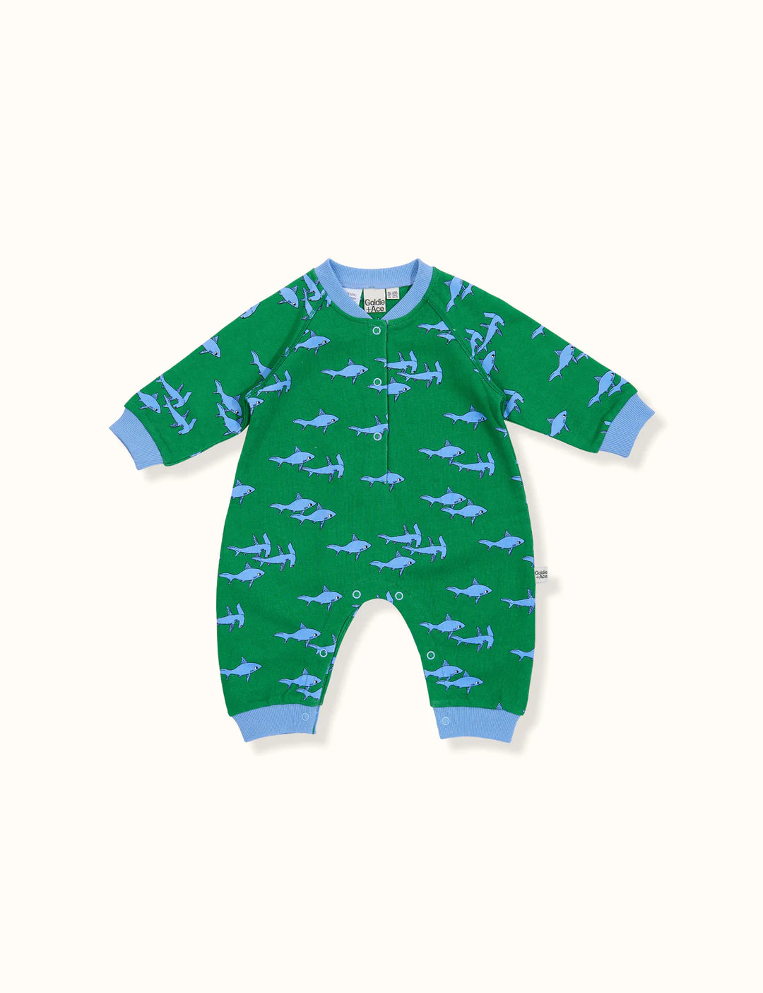 SHARKS TERRY RELAXED ROMPER GREEN - JL & CO. boutique 