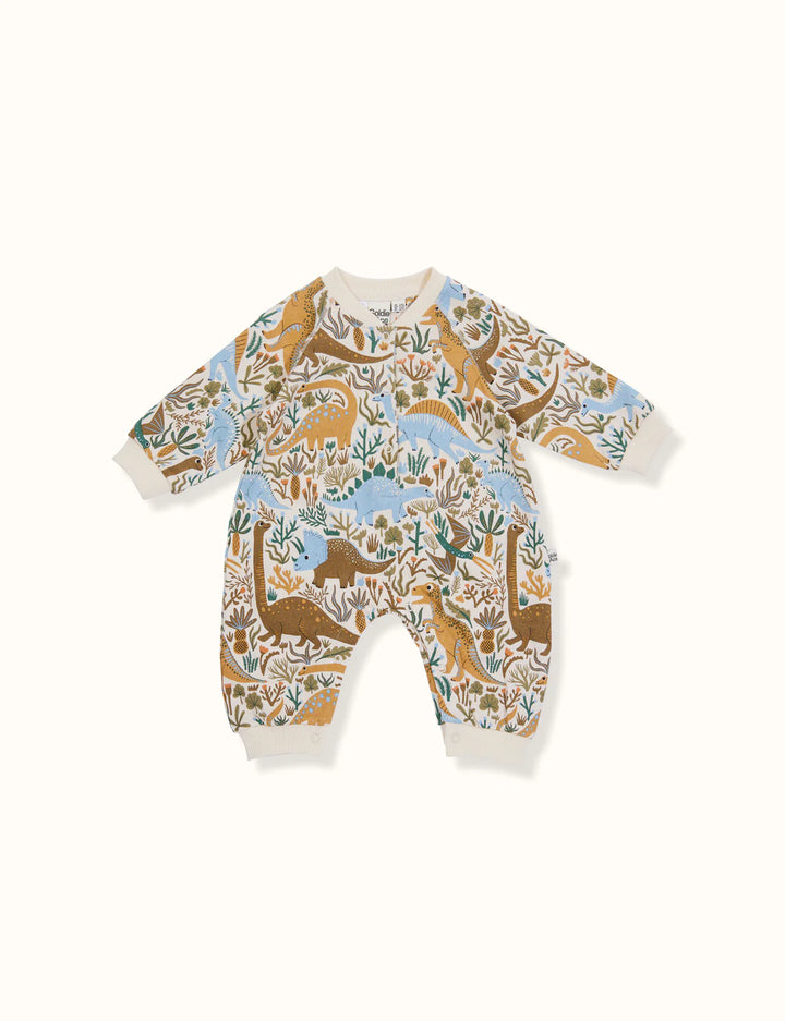 DINO ROAR TERRY RELAXED ROMPER BLUE - JL & CO. boutique 